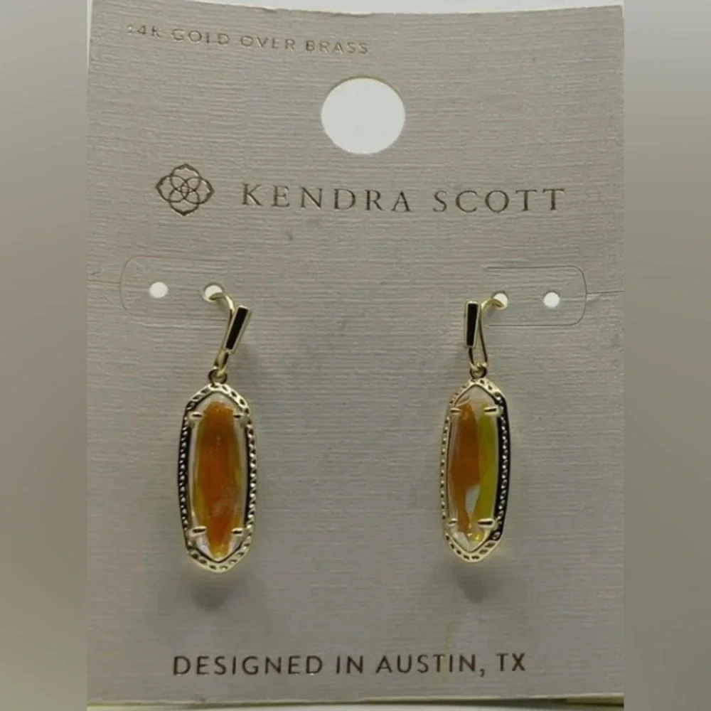 KENDRA SCOTT Feminine Iridescent Shiny Dichroic Glass 14K Gold Earrings NEW NWT